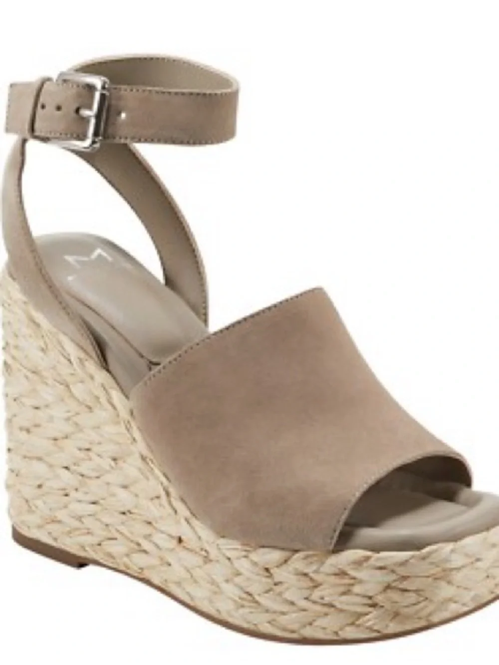 NWOB Marc Fisher LTD Nelly Ankle Strap Wedge Sandal Taupe Suede (10)